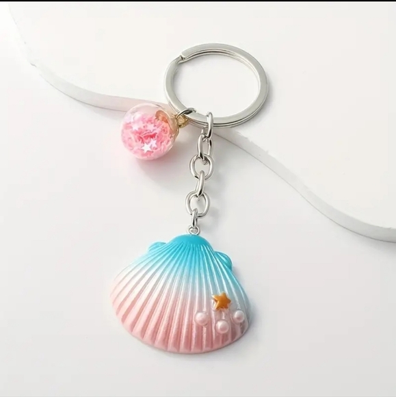 Faux Pearl Shell Keychain Summer Beach Key Ring Purse Bag Backpack Car Key - Picture 1 of 2